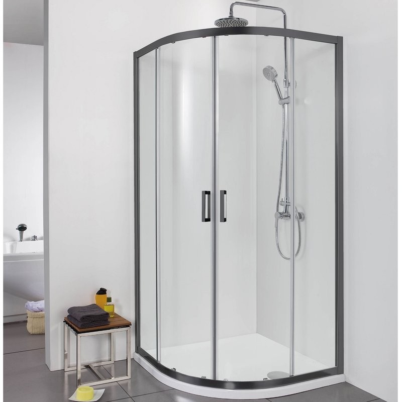 Душевой уголок AQUATEK AQ ARI RO 08020BL 80х80 см, профиль черный, стекло прозрачное