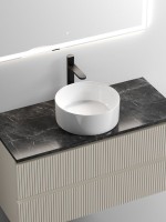 Тумба под раковину со столешницей Sancos Snob T 100 beige soft, столешница черный мрамор, с отв. под смеситель