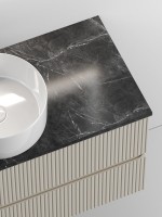 Тумба под раковину со столешницей Sancos Snob T 100 beige soft, столешница черный мрамор, с отв. под смеситель