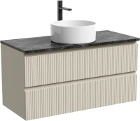 Тумба под раковину со столешницей Sancos Snob T 100 beige soft, столешница черный мрамор, с отв. под смеситель