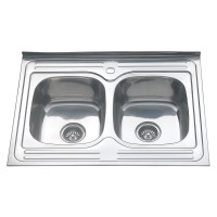 Мойка кухонная Melana 8060SP 0,8/180 с двумя чашами, серебристая