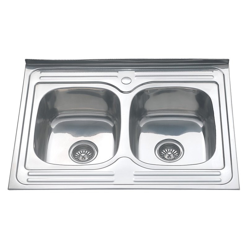 Мойка кухонная Melana 8060SP 0,8/180 с двумя чашами, серебристая