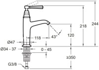 Смеситель для раковины Jacob Delafon Cleo 1889 E24308-CP Смеситель для раковины Jacob Delafon Cleo 1889 E24308-CP