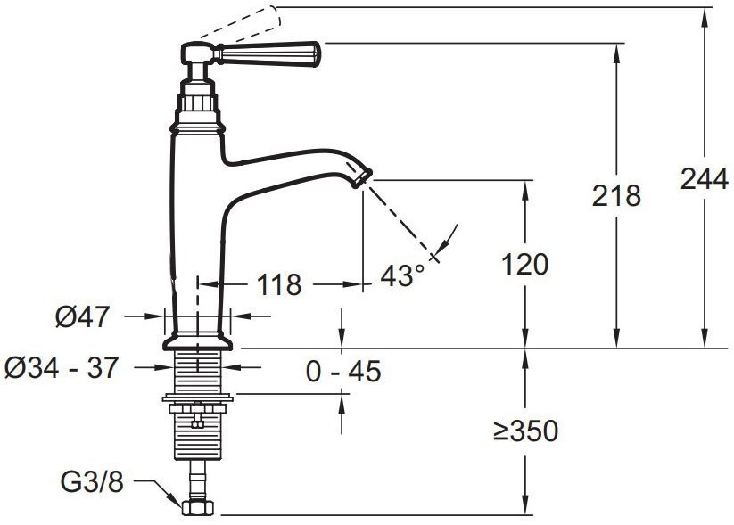 Смеситель для раковины Jacob Delafon Cleo 1889 E24308-CP