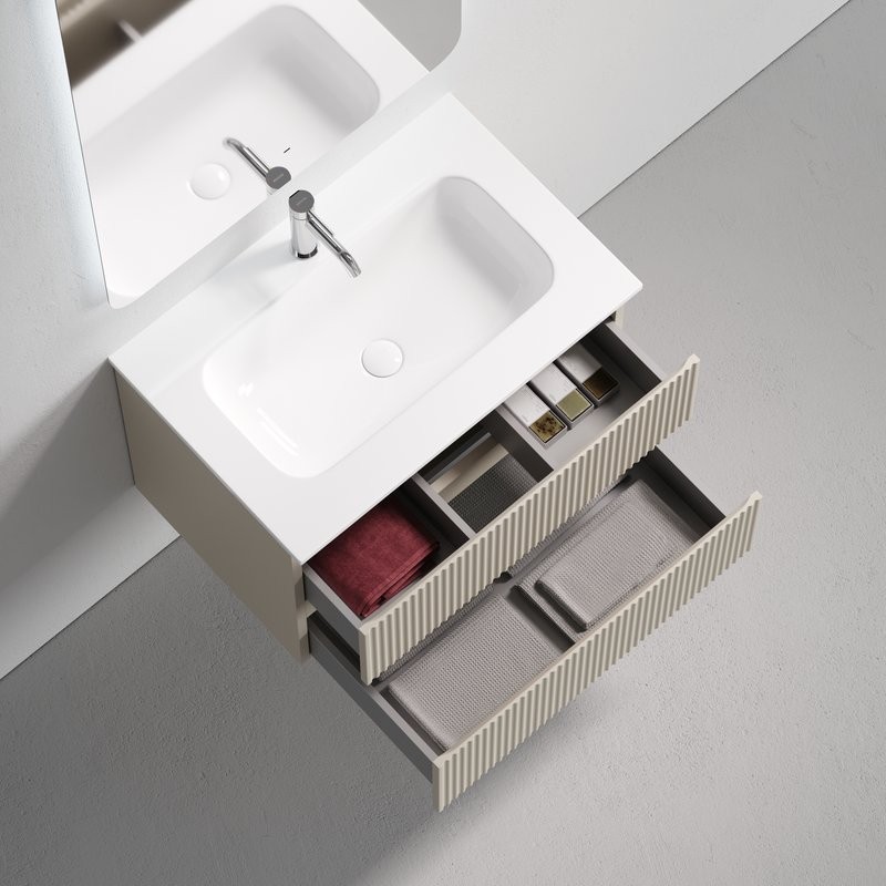 Тумба с раковиной Sancos Snob R 70 подвесная, beige soft, раковина CN7031