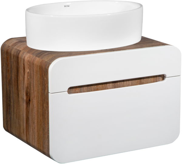 Тумба с раковиной Runo Ницца 60 темное дерево, белая, раковина Ovale 50