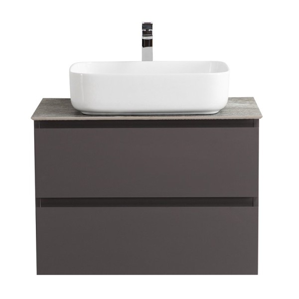 Тумба под раковину со столешницей BelBagno Kraft 70 подвесная, матовая темно-серая, столешница kep-70-grn