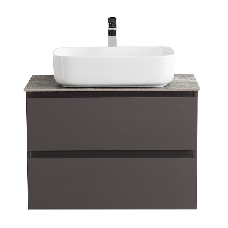 Тумба под раковину со столешницей BelBagno Kraft 70 подвесная, матовая темно-серая, столешница kep-70-grn