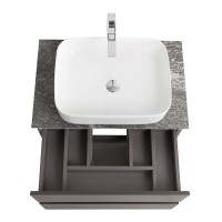 Тумба под раковину со столешницей BelBagno Kraft 70 подвесная, матовая темно-серая, столешница kep-70-grn