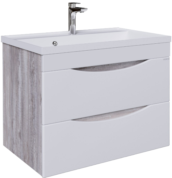 Тумба под раковину Grossman Талис 80 бетон пайн, белый глянец