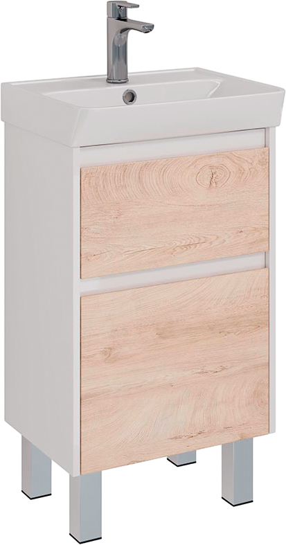 Тумба под раковину Lemark Combi 50 дуб кантри, белая глянцевая