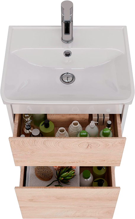 Тумба под раковину Lemark Combi 50 дуб кантри, белая глянцевая