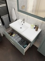 Тумба с раковиной La Fenice Cubo 90 L серая, ручка хром