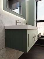 Тумба с раковиной La Fenice Cubo 90 L серая, ручка хром