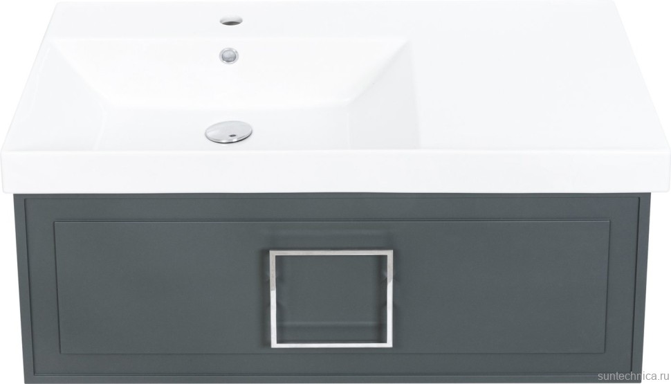 Тумба с раковиной La Fenice Cubo 90 L серая, ручка хром