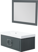 Тумба с раковиной La Fenice Cubo 90 L серая, ручка хром