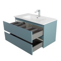 Мебель для ванной комнаты BelBagno Kraft 90 подвесная, матовая голубая, раковина bb900etl