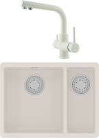 Комплект Мойка Lemark Sinara 550.2-U 9910082 жасмин + Смеситель Comfort LM3061PJS жасмин