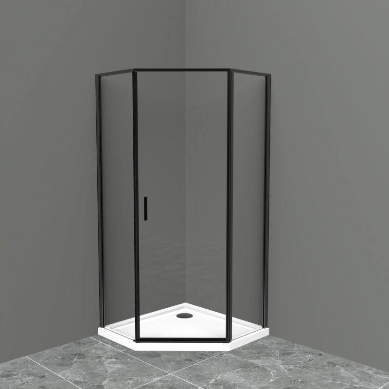 Душевой уголок BelBagno Uno 195 P 1 100 C Nero профиль черный, стекло прозрачное