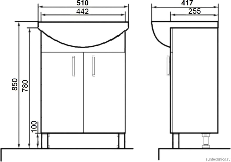Мебель для ванной комнаты Orange Лайт 50 белый глянец