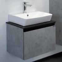 Тумба с раковиной Comforty Эдинбург 60 подвесная, бетон светлый, раковина 9055RA-50