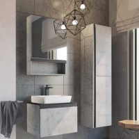 Тумба с раковиной Comforty Эдинбург 60 подвесная, бетон светлый, раковина 9055RA-50