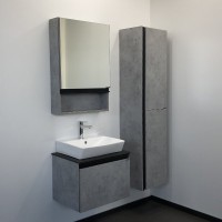 Тумба с раковиной Comforty Эдинбург 60 подвесная, бетон светлый, раковина 9055RA-50