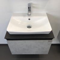 Тумба с раковиной Comforty Эдинбург 60 подвесная, бетон светлый, раковина 9055RA-50