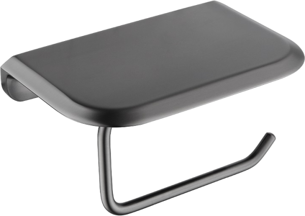 Держатель туалетной бумаги Cezares Liner PHM-GM с полкой для телефона, оружейная сталь