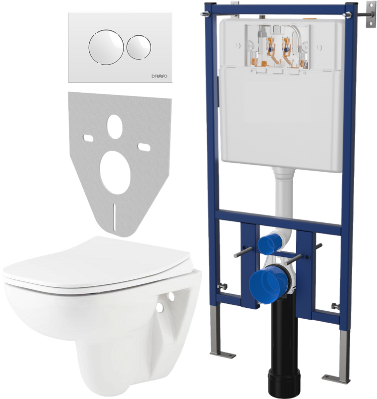 Комплект Унитаз подвесной Seramiksan Petite + Крышка AG50006 с микролифтом + Инсталляция DIWO + Кнопка 7310 белая