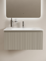 Тумба с раковиной Sancos Code 80 подвесная, серая платина