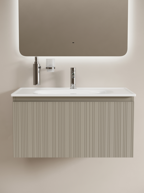 Тумба с раковиной Sancos Code 80 подвесная, серая платина