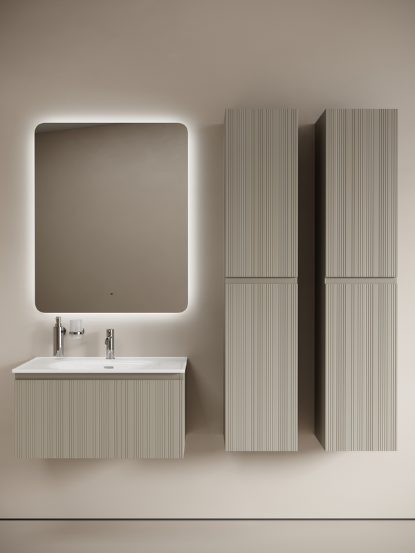 Тумба с раковиной Sancos Code 80 подвесная, серая платина