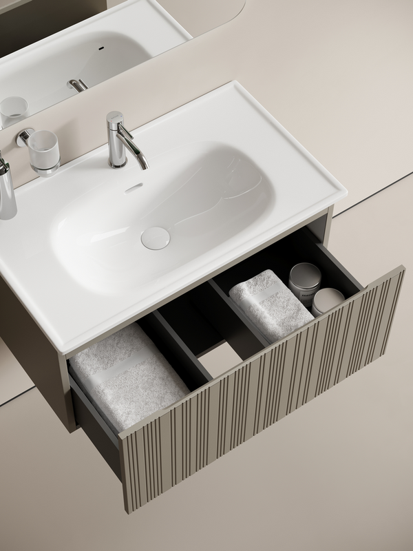 Тумба с раковиной Sancos Code 80 подвесная, серая платина