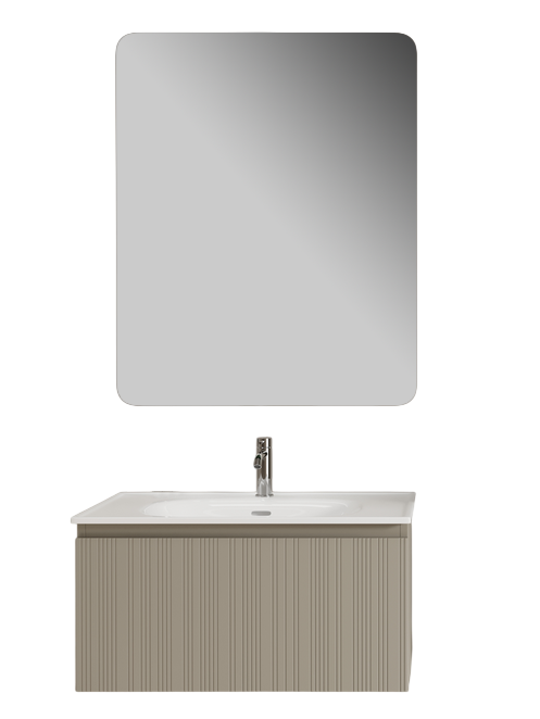 Тумба с раковиной Sancos Code 80 подвесная, серая платина