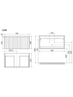 Тумба с раковиной Sancos Code 80 подвесная, серая платина