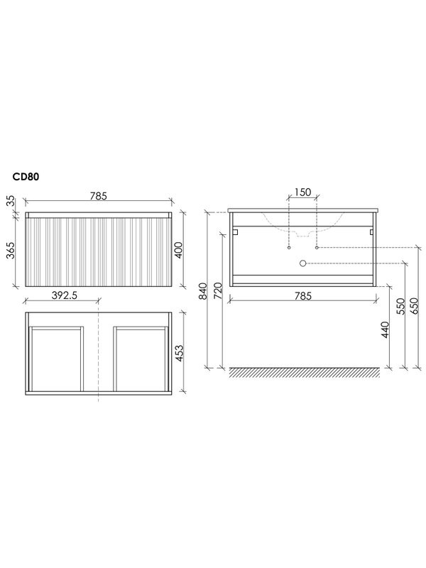 Тумба с раковиной Sancos Code 80 подвесная, серая платина