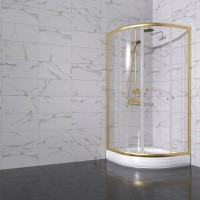 Душевой уголок Triton Альфа -Голд 90x90x202, с поддоном, профиль золото, стекло прозрачное