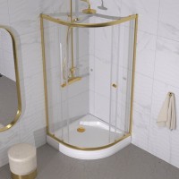Душевой уголок Triton Альфа -Голд 90x90x202, с поддоном, профиль золото, стекло прозрачное