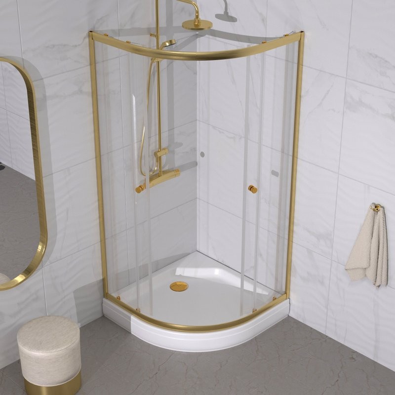 Душевой уголок Triton Альфа -Голд 90x90x202, с поддоном, профиль золото, стекло прозрачное