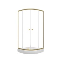 Душевой уголок Triton Альфа -Голд 90x90x202, с поддоном, профиль золото, стекло прозрачное