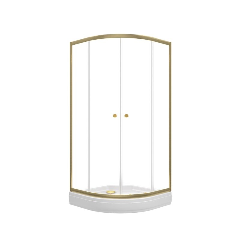 Душевой уголок Triton Альфа -Голд 90x90x202, с поддоном, профиль золото, стекло прозрачное