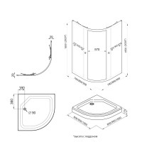 Душевой уголок Triton Альфа -Голд 90x90x202, с поддоном, профиль золото, стекло прозрачное