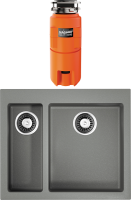 Комплект Мойка Omoikiri Bosen 59-2-GR leningrad grey + Измельчитель Nagare slim 1250