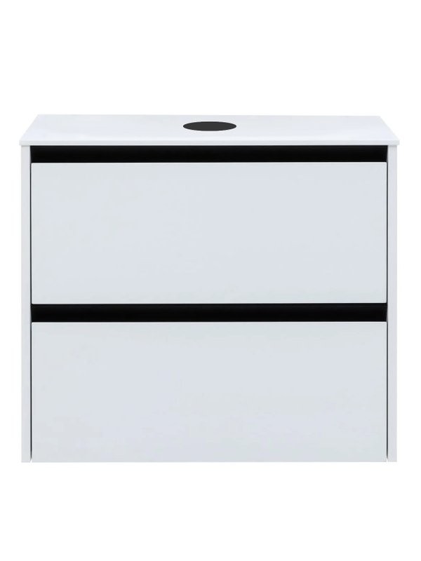 Тумба под раковину со столешницей Allen Brau Activity 80 с подсветкой, матовый белый, черный браш, столешница белая