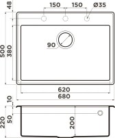 Комплект Мойка Omoikiri Tedori 68 бежевая + Измельчитель Nagare slim 500