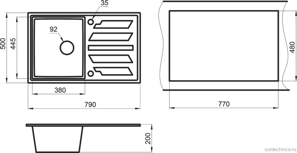 Мойка кухонная Granula 8002, алюминиум
