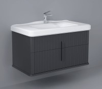 Тумба с раковиной STWORKI Молде 95 антрацит, с сифоном