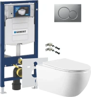 Комплект Унитаз подвесной Vincea Evo + Крепления Geberit Duofix 111.815.00.1 к стене + Звукоизоляция + Инсталляция UP 320 111.300.00.5 + Кнопка Sigma 01 115.770.JQ.5 лакированная, матовый хром