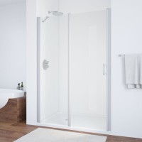 Душевая дверь в нишу Vegas Glass EP-F-1 130 07 01 L профиль матовый хром, стекло прозрачное
